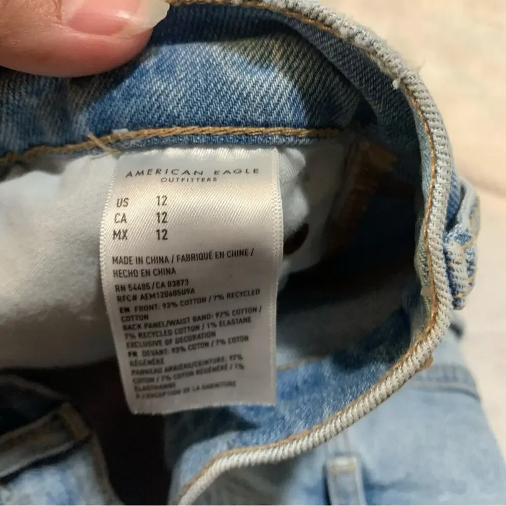 American Eagle Outfitters women's size 12 L Light Blue Distressed Jean Shorts